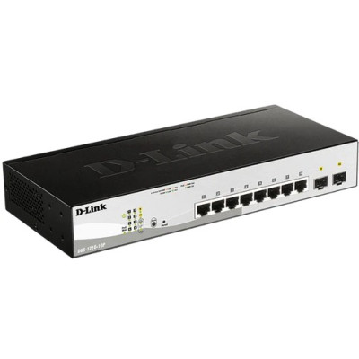 D-Link DGS-1210-10P 10-Port Gigabit L2+ Managed PoE+ Switch, 8 PoE+ Gigabit ports and 2 SFP ports
